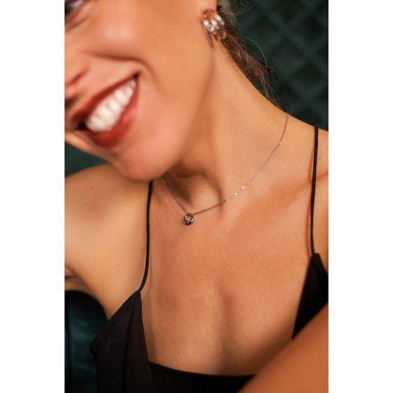 Laura Ferini Damenhalsband Cerchio Silber - Silberhalsband mit Anhänger - 18K Weißgold vergoldet - Halskette - Halsband - Schmuck - Accessoires - Damenhalsband mit Anhänger