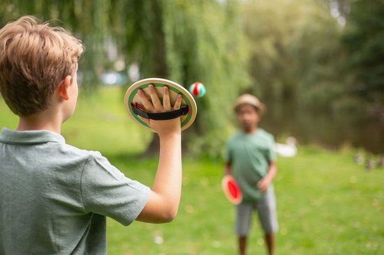 BS Toys Fangspiel – Holzspielzeug – Sport – Fang- und Wurfspiel mit Klettverschluss