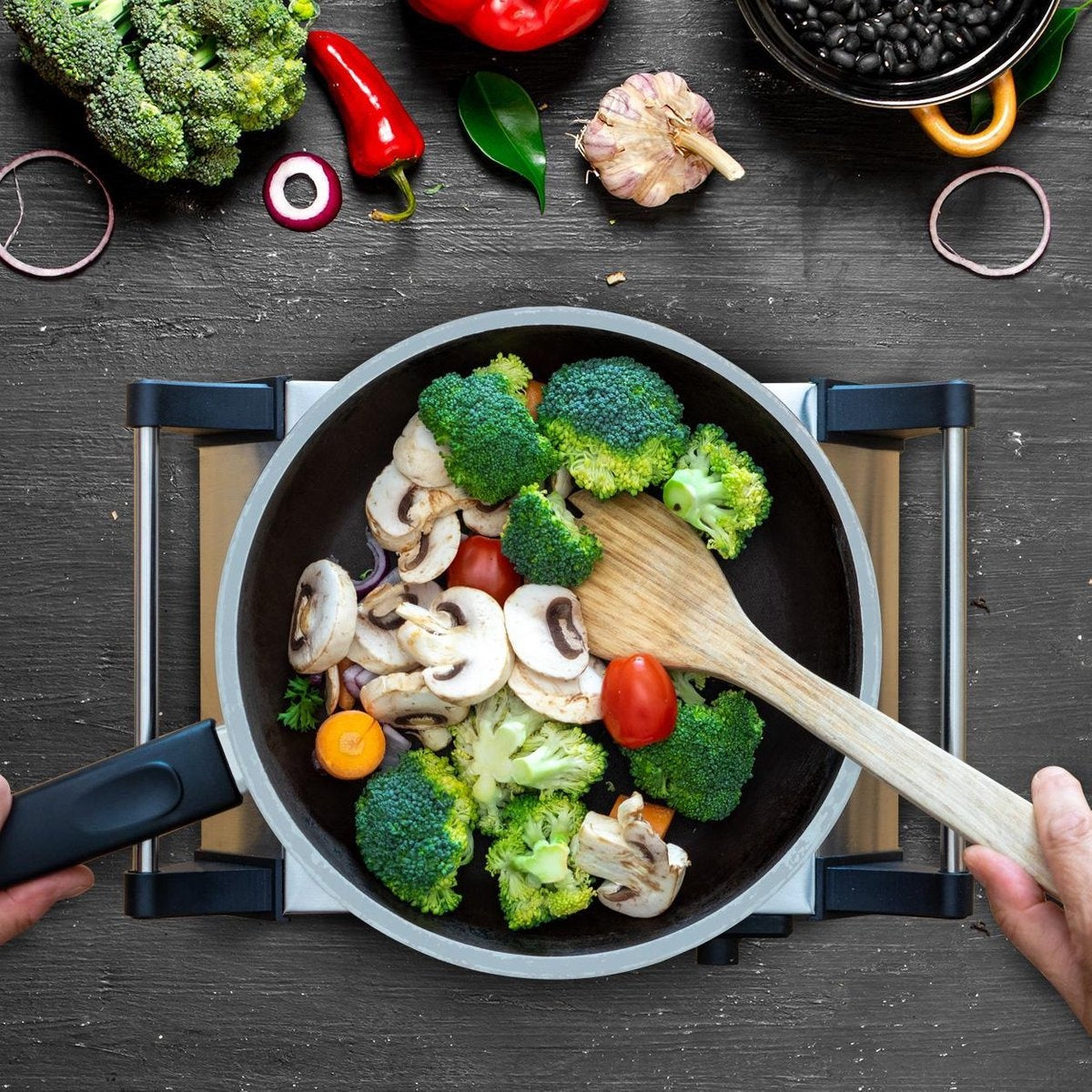 KitchenBrothers Elektrokochfeld - 1 Brenner - 1500W - Edelstahl