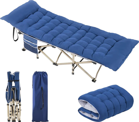 Yaheetech Camping Bett mit Matratze 191 × 67 × 56 cm - Blau - faltbares Feldbett mit Tragetasche und Seitentasche