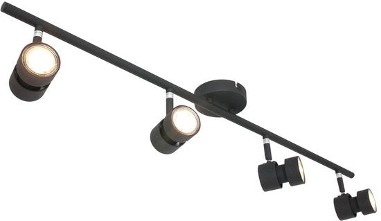 Spot Natasja 7904ZW – schwarzer 4-flammiger Deckenstrahler aus Metall mit dimmbarer GU10-Leuchte, 90 cm breit – Steinhauer Modern Design