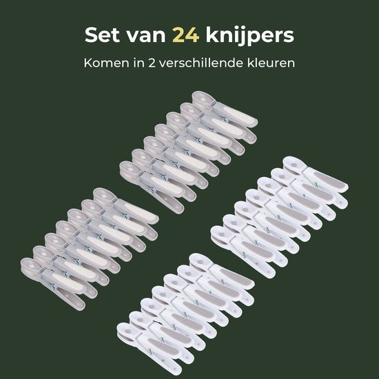 Gandria Wäscheklammern 24 Stück - Kunststoff-Wäscheklammern - Satz von 24 Kunststoff-Wäscheklammern - Wäscheständer Wäscheklammern 10 Kg - Grau/Weiß und Weiß/Grau