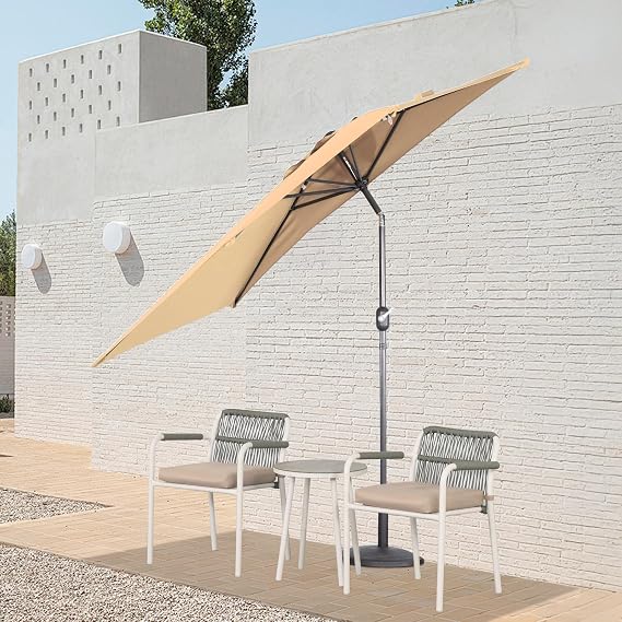 Angel Living Quadratischer Gartenschirm 2,5 x 1,3 m – Beige, Terrakotta, Creme oder Grau – UV-Schutz UPF 50+