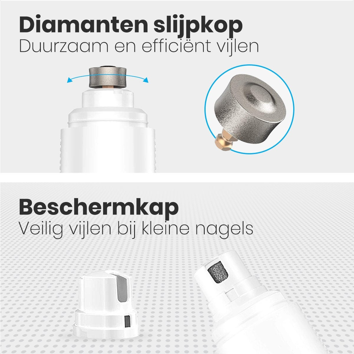 Auronic Elektrische Nagelfeile - für Tiere - wiederaufladbar - kabellos - Diamantfeilenkopf - Hund/Katze - weiß