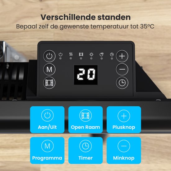 Auronic Konvektorheizung - 1000W - Elektroheizung - 3 Stufen - Metallheizkörper - Freistehend - Räder - Schwarz