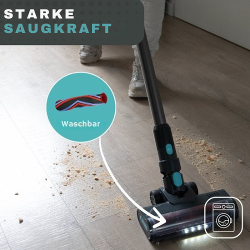 Achaté© - Stabstaubsauger - Kabellos - 4 Aufsätze - LED-Anzeige - Staubbuster