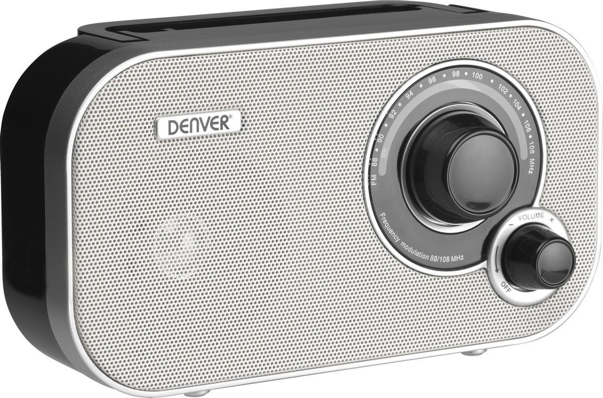 Denver FM Radio Retro - Batterie- oder netzbetrieben - Küchenradio - Tragbares Radio - TR51 - Weiß
