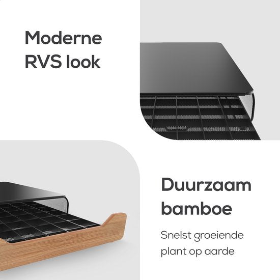 KitchenLove Kapselhalter - Mit Schublade - Für 60 Kampseln - Bambusholz - Schwarz