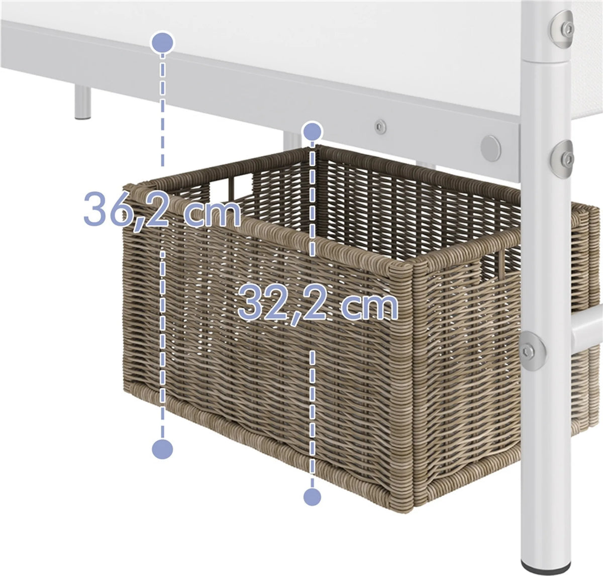 Yaheetech Metall-Bettgestell 90 x 190 cm – 196,5 x 96 x 88,5 cm – Weiß – 32 cm hoch – mit Kopfteil