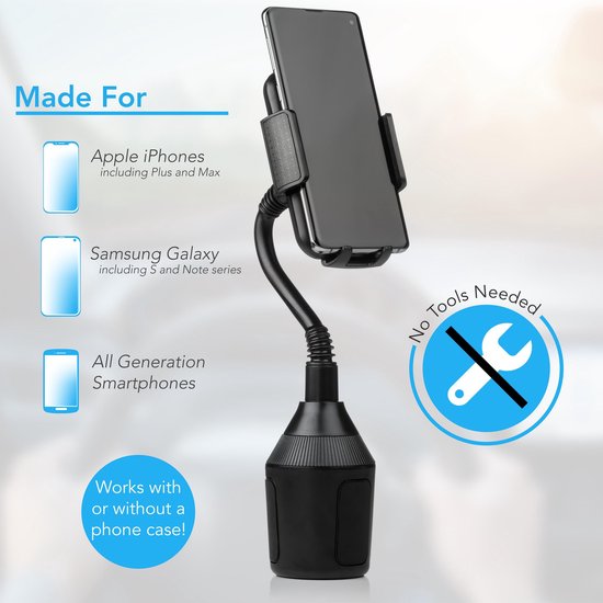 Bintoi® T200 - Telefonhalter Autozubehör - Telefonhalter GSM Halter Auto - Cup Holder Auto - Telefon GSM Halter mit festem Griff - iPhone/Samsung/Huawei/Oneplus - Geschenk