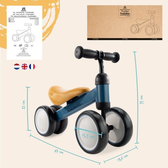 LifeGoods TurboToddler Balance Bike - Spielzeug ab 1 Jahr - Kinder Roller - Marine Blau