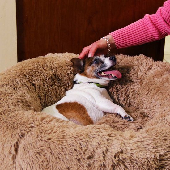 Peaceful Pooch L – flauschiges Hundebett – 94 cm Durchmesser – zusammenklappbar – in verschiedenen Größen erhältlich. Katzenbett – waschbar – herausnehmbare Füllung – entspannt Gelenke und Muskeln – rutschfester Noppenboden