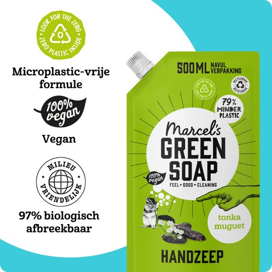 Marcel's Green Soap Handseife Nachfüllpackung Tonka & Muguet 6 x 500ml