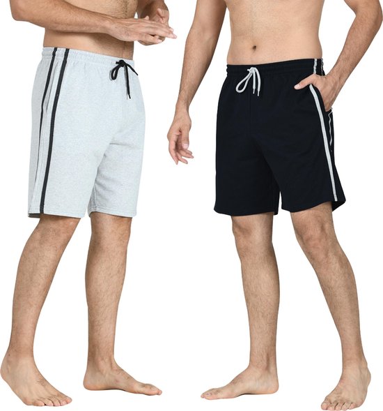Comfort Essentials - Shorts für Männer - 2er-Pack - Schwarz/Grau - XL