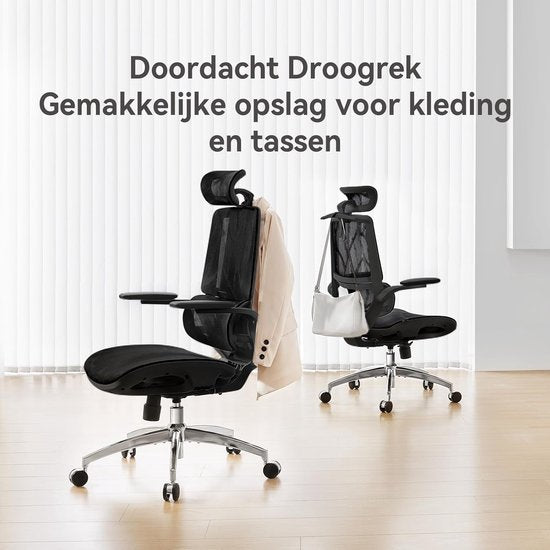 SIHOO M59AS Ergonomischer Bürostuhl – 3D-verstellbare und um 90° hochklappbare Armlehnen – Doppelte Rückenlehne mit adaptiver Lendenwirbelstütze – Sattelförmiges Sitzkissen – Hochwertiges Netzgewebe – BIFMA/SGS-zertifiziert – Bis zu 150 kg – 43,5 x 50,5 x