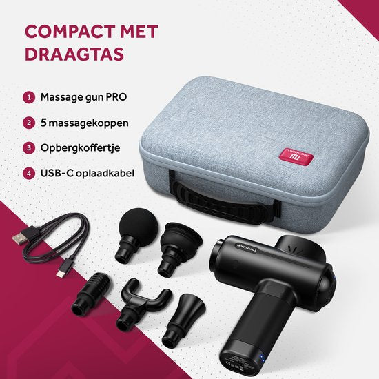 Northwall Massage Gun Professional PRO - Massagepistole mit Koffer und 5 Aufsätzen - Leistungsstarkes und kabelloses Sport- und Entspannungsmassagegerät