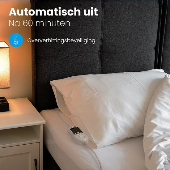 Auronic Electric Blanket - 1 Person - verstellbare Fußzone - 70x150cm - mit Eckgummis - Weiß