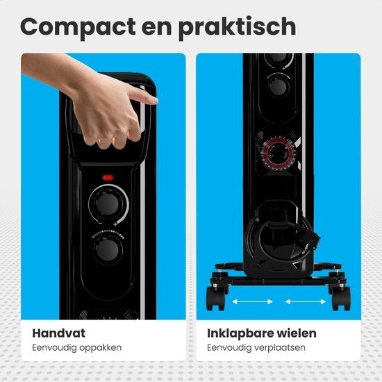 Auronic Ã–lradiator - Elektrische Heizung - Thermostat - Timer - 3 Stufen - bis zu 1500W - Schwarz