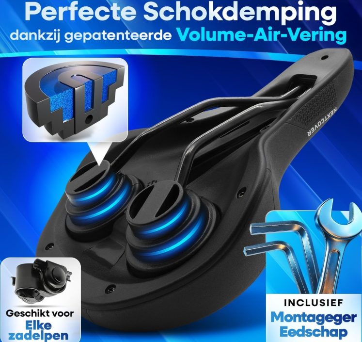 NextCover Fahrradsattel – Schwarz – 26 x 18 x 10 cm – Memory-Schaum, ergonomisch