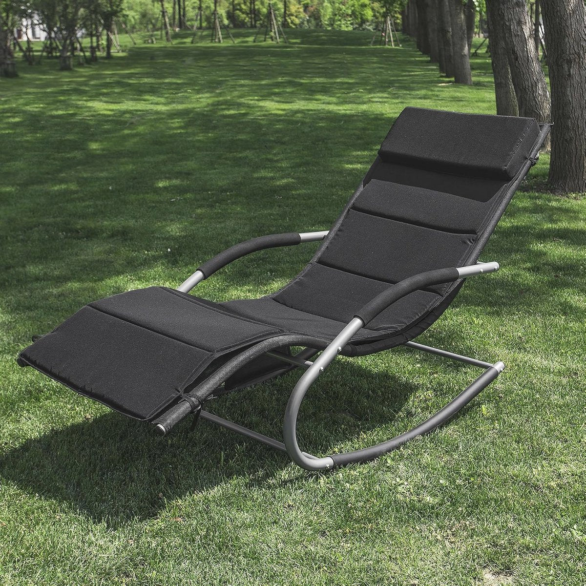 SoBuy OGS28-P02 Kissen für Schaukelstuhl – Ergonomisch – Kopfstütze – 170 x 50 x 5 cm – Schwarz