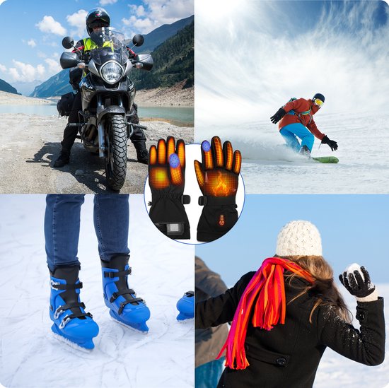 Qualitá® Beheizte Handschuhe - Beheizte Handschuhe - Wasserbeständig - Elektrische Handschuhe Größe M - Mit Touchscreen-Kompatibilität - Wintersport - Wiederaufladbar -