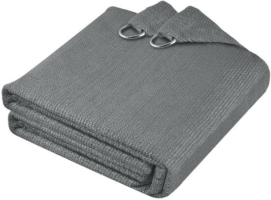 tectake® Rechteckiges Schattentuch Sunny - 5 x 7 m - Extra stabiles 185 g/m² HDPE-Sonnenschutztuch - 50+ UV-Schutz - wetterfest und reißfest - Sonnenschirm für Garten, Balkon, Terrasse - Sonnenschirm inklusive Befestigungsmaterial - Grau