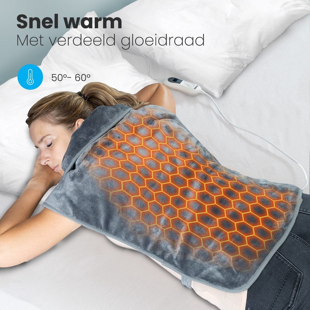 Auronic - Heizkissen - 3 Wärmestufen - Überhitzungsschutz - Waschbar - Grau