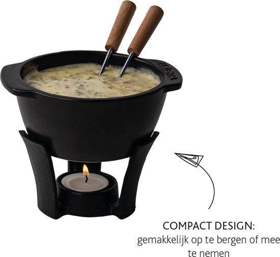 Boska Fondueset Party Mini - Fonduepfanne - Für Käsefondue & Sauce - Schwarz - 300 ml