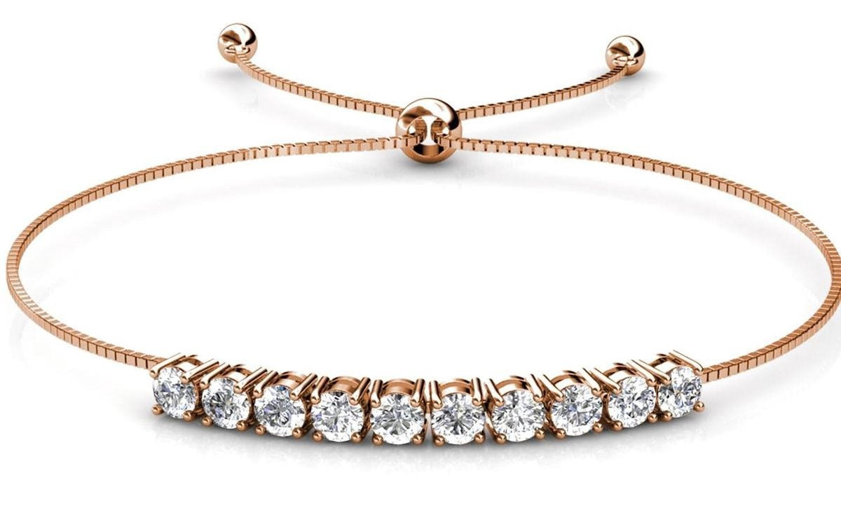 Yolora Damenarmband - Mit 10 Kalpa Camaka Kristallen - 18K Roségold vergoldet - Rosa