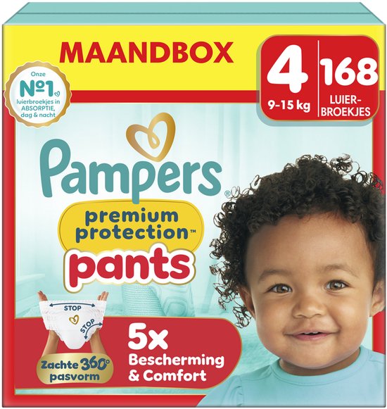 Pampers Premium Protection Pants Größe 4, 168 Windelhosen, 9 kg–15 kg