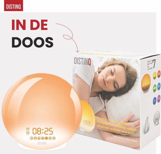 DistinQ Wake-Up Light - Radiowecker mit doppelter Weckzeit - Einschlafhilfe mit USB-Anschluss