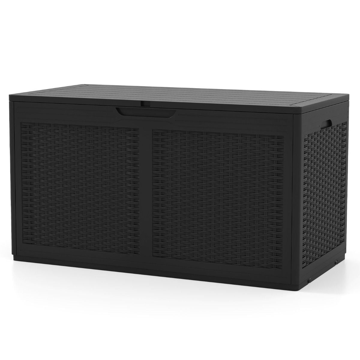 Coast Gartenbox mit Rollen – wasserdichte Aufbewahrungsbox – Sitzbank – schwarz – 380 Liter