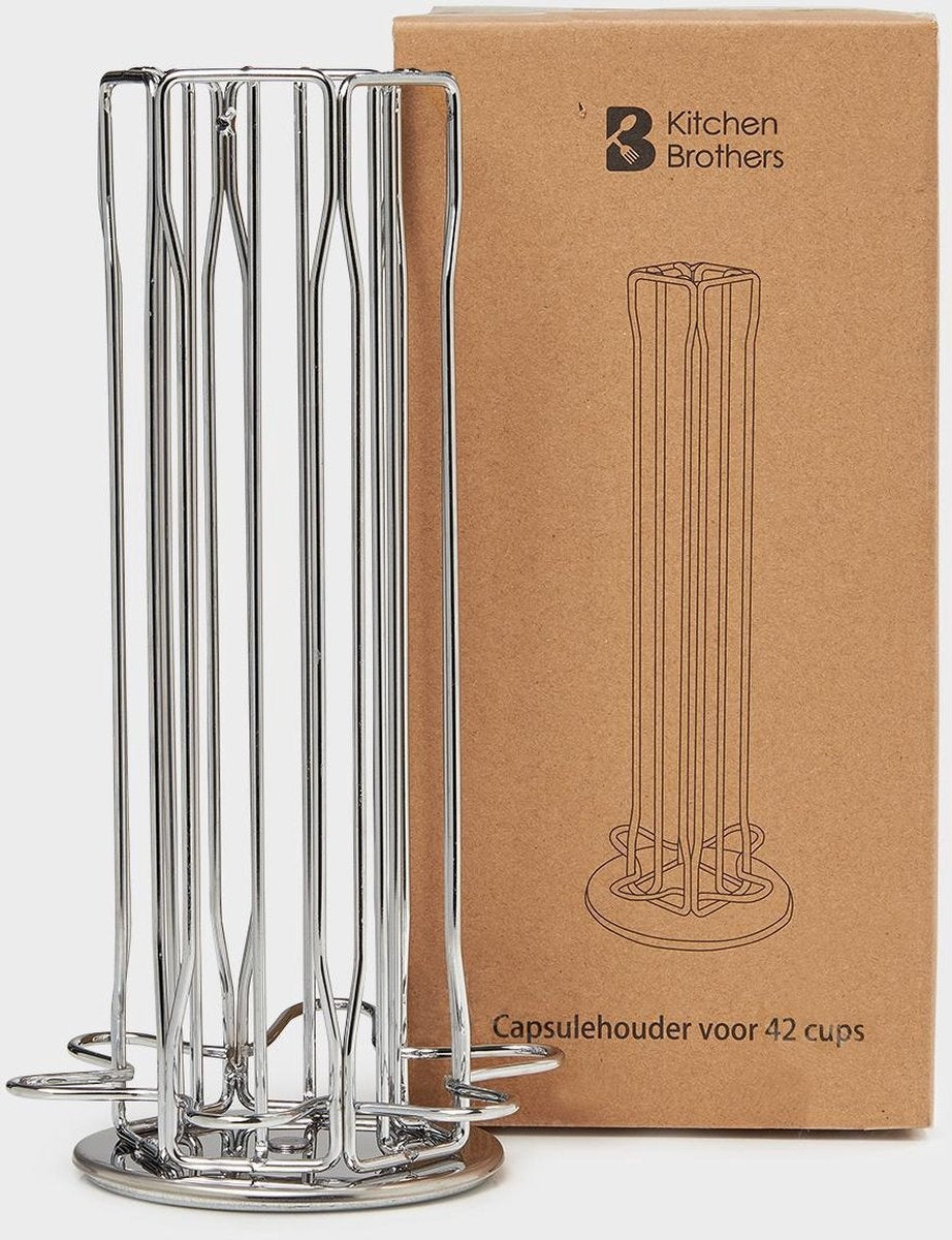 KitchenBrothers Kapselhalter - Nespresso - 42 Kapseln - schwenkbar - Edelstahl