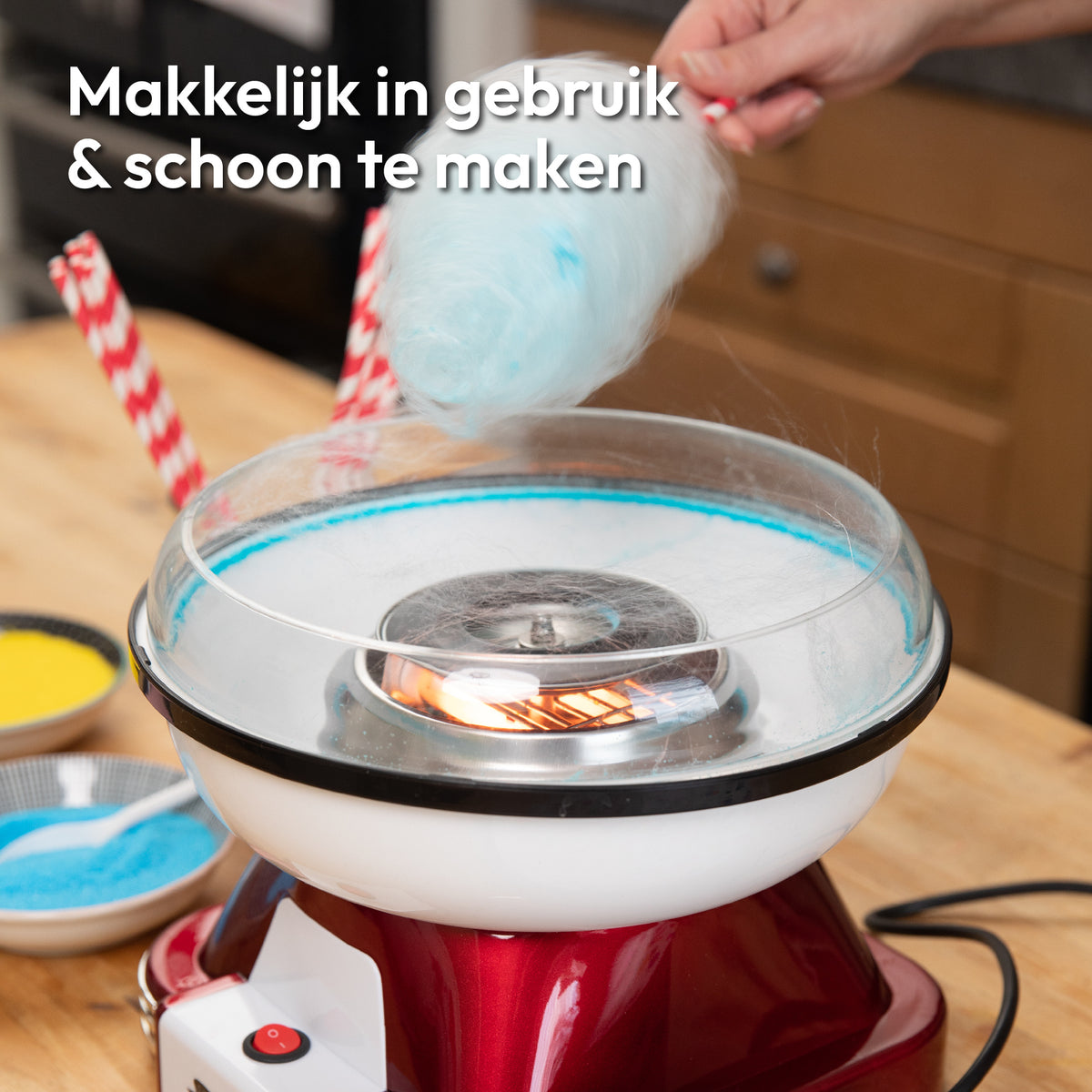 Gadgy Zuckerwattemaschine Retro, mit 10 Stäbchen und Messlöffel - Zuckerwattemaschine - Zuckerwatte - Kinderparty - Zuckerwatte - Zuckerwatte - Zuckerwattemaschinen