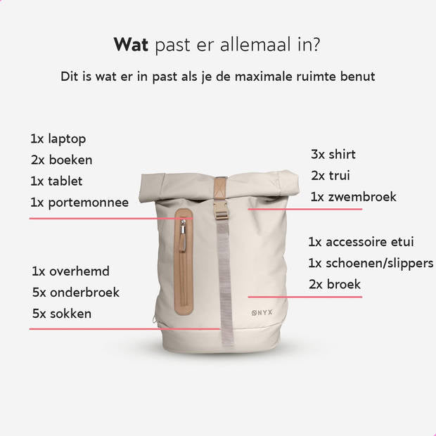 ONYX Rolltop Rucksack 25 bis 40L - Mit Laptopfach - Verstellbarer Rucksack - Reisetasche - Wasserdicht und strapazierfähig - Sand