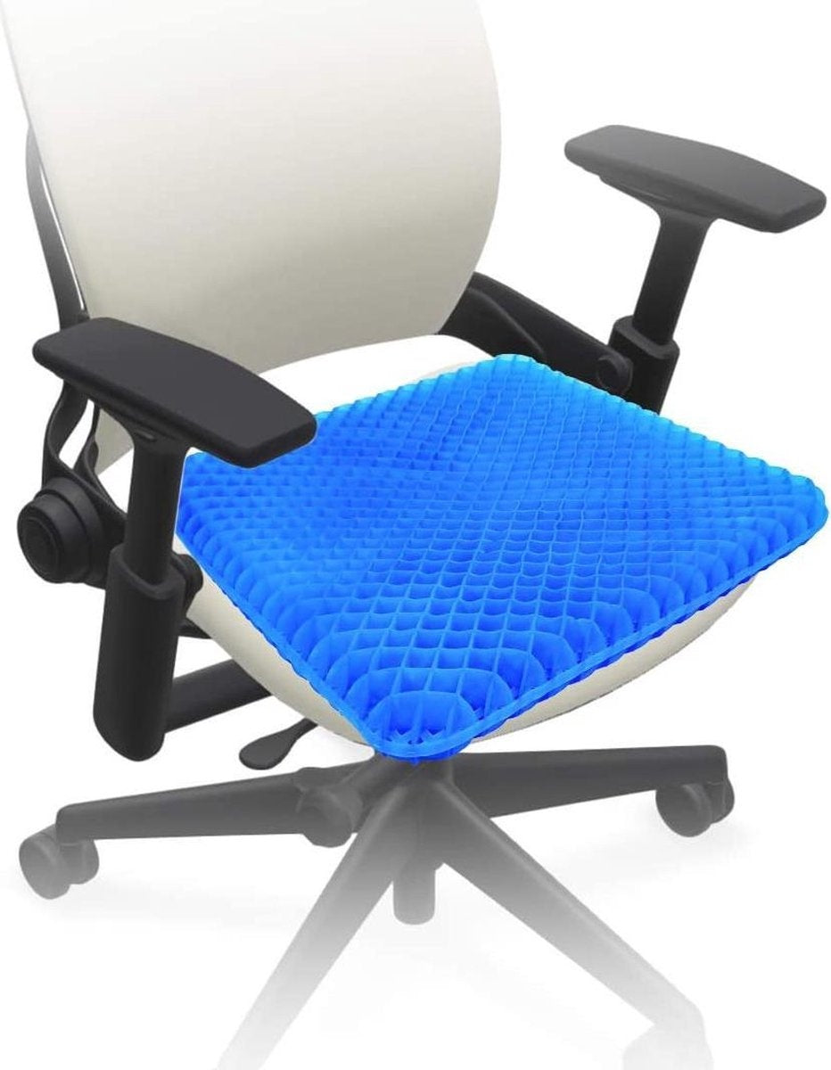 Fuegobird Gel Pillow - Ergonomisches Kissen - Sitzkissen orthopädisch - Doppelschichtige Wabenstruktur - Mit Kissenbezug - Blau