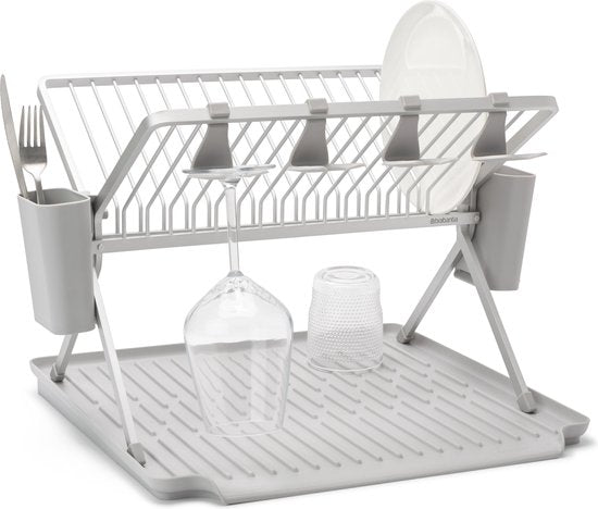 Brabantia SinkSide Abtropfgitter - klappbar - mit Besteckhalter - Mittelgrau