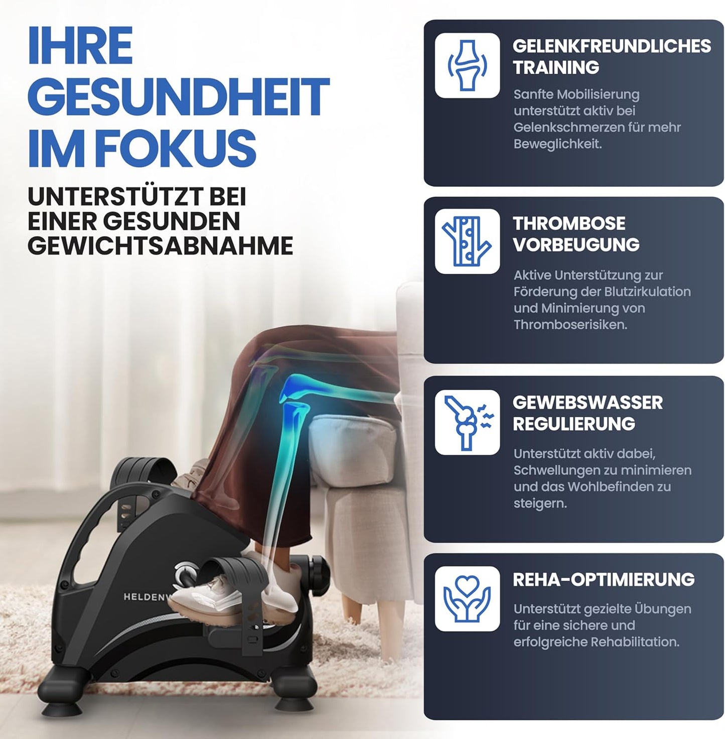 Heldenwerk Pedal Trainer - Anti-Rutsch-Matte - 44x40x30cm - Schwarz