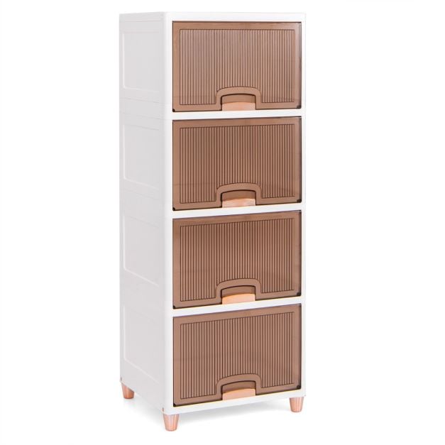 Coast Stapelbare Aufbewahrungsboxen mit Türen – 4-teiliges Set 150 l – 45 x 38 x 117 cm – Weiß