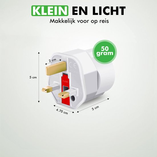 Travelhawk Reisestecker England - Reisestecker UK - Typ G - Ideal für Reisen in England, Schottland, Malta, Singapur, Hongkong und Malaysia - 2 Stück - Weiß