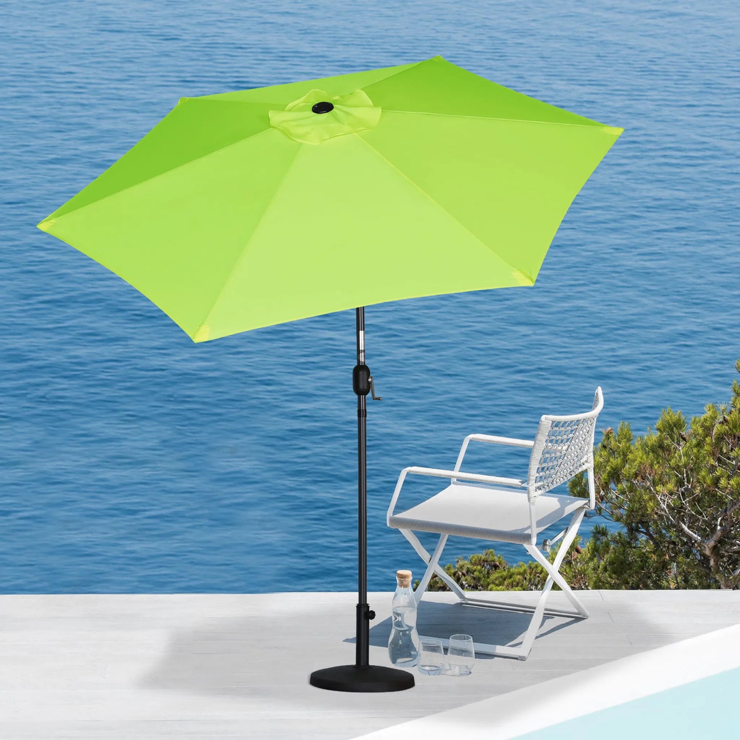 Angel Living Sonnenschirm 300 cm – rund – grün – Aluminiumgestell – Polyester-Bezug 180 g/m² – UV50+