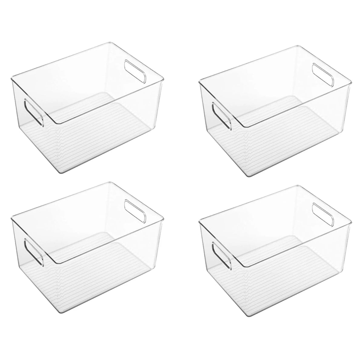 WhereHike Transparente Aufbewahrungsbox mit Griff, 4er-Set – Large – Kunststoff