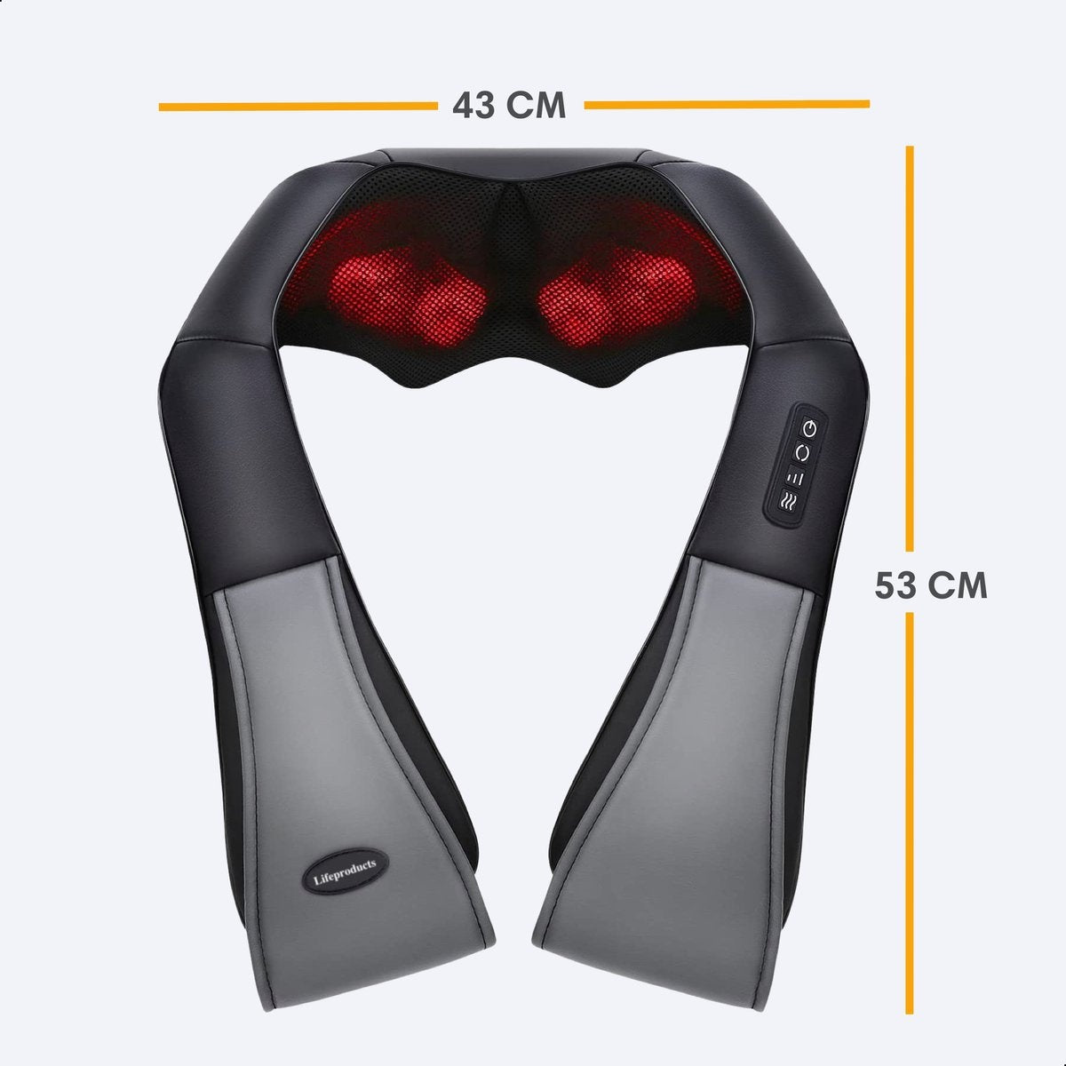 Lifeproducts - Shiatsu Massagekissen - für Nacken & Rücken - mit Wärmefunktion - Schwarz