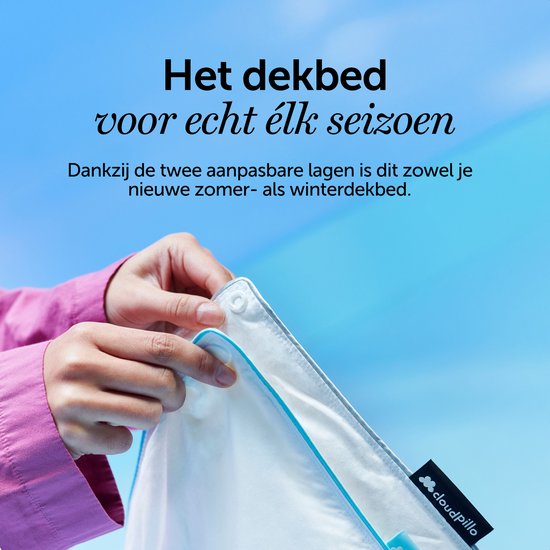 Cloudpillo Daunen- und Federbett 240 x 220 cm – 4-Jahreszeiten-2-in-1 – 15 % Entendaunen, 85 % Entenfedern – Daunendichte Baumwolle 233 TC – RDS & OEKO-TEX
