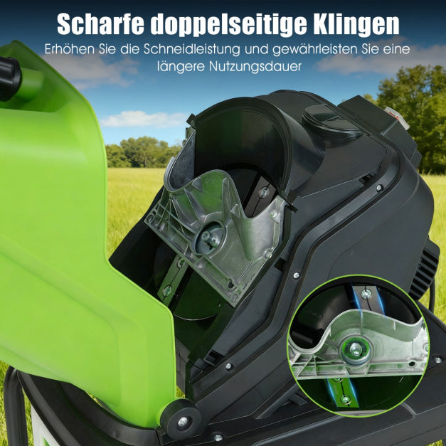Coast Elektrischer Gartenhäcksler 3000 W – Äste bis 45 mm – 50 l – Grün