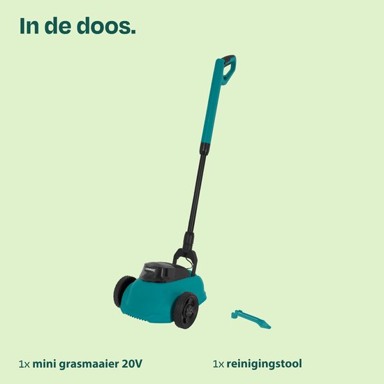 VONROC Mini-Elektrorasenmäher 20V - 22 cm - Mähen und Mulchen in einem - Drei einstellbare Schnitthöhen: 30mm, 40mm, 50mm -- Inkl. Reinigungswerkzeug - Ohne Akku und Ladegerät