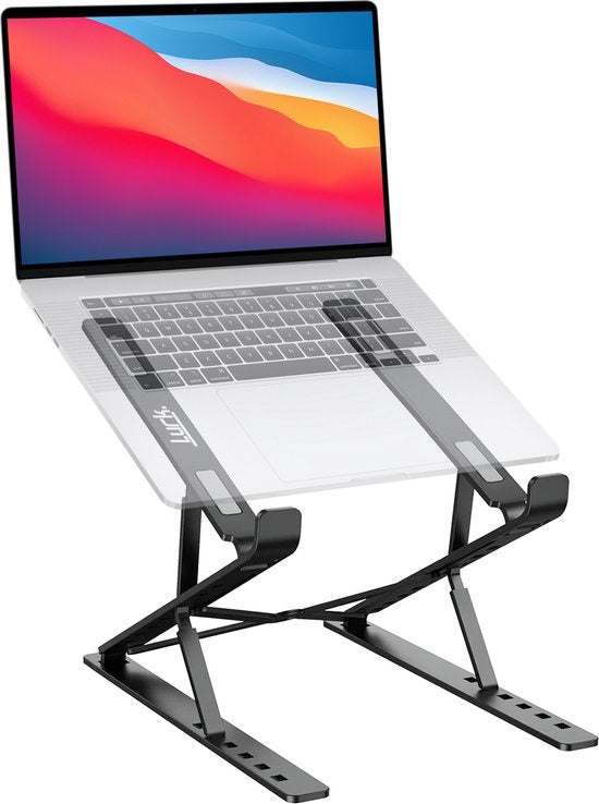 LURKÂ® Laptop-Ständer verstellbar - Ergonomischer Laptop-Halter - klappbar - Notebook/Buch/Tablet - Aluminium - 11 bis 17 Zoll - Schwarz