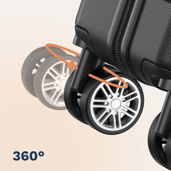 TRVLMORE Reisekoffer 110 l – Hartschalenkoffer aus ABS – 360°-Rollen – Zahlenschloss – Schwarz