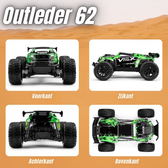 Vertrex Outlander RC Controllable Car - Ferngesteuertes Rennspielzeug - Erwachsene & Jungen - für draußen - Funkferngesteuert - Grün