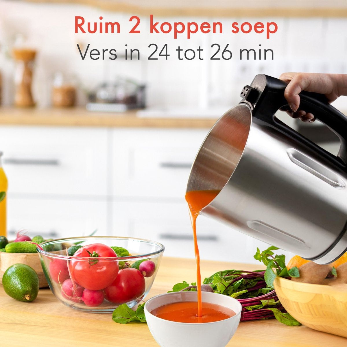 KitchenBrothers Suppenzubereiter - Mixer - bis zu 800W - 1.2L - Edelstahl/Schwarz